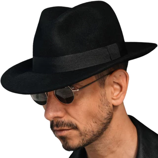 Chapéu Fedora Gangster Feltro Aba 5,5 Cm Fino Acabamento Varias Opções de Cores
