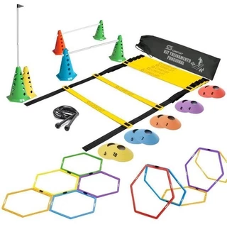 Kit 1 Escada, 10 Cone com Furo, 10 Chapéu, 8 Hexagonal, 1 Corda de Pular de PVC