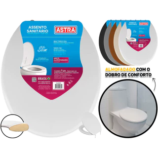 Tampa Assento Privada Vaso Sanitário Oval Slim Almofadado Universal Astra