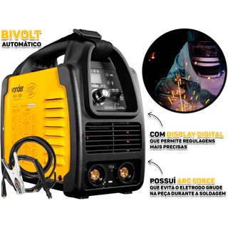 Máquina Inversora Para Soldagem Com Display Digital Eletrodo Revestido E Tig RIV156 Bivolt Vonder