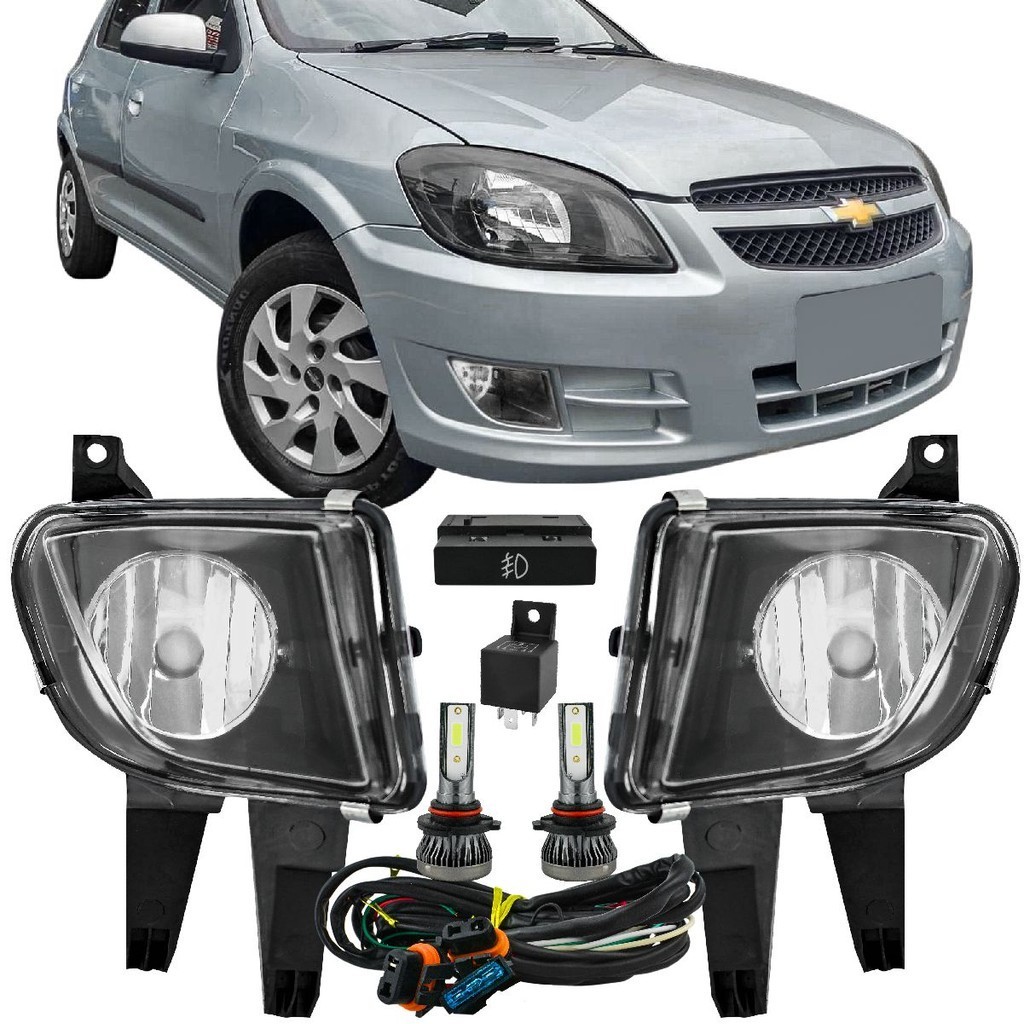 Kit Farol Milha Auxiliar + LED Celta 2012 2013 2014 2015 Botão Original ...