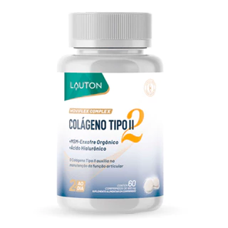 Colágeno Tipo II 40mg Lauton com MSM + Acid. Hial 60Cáps