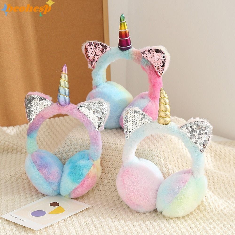 BEOHESP Unicorn Earmuffs , De Animais Quentes De Inverno Pelúcia Fofa Para Meninas