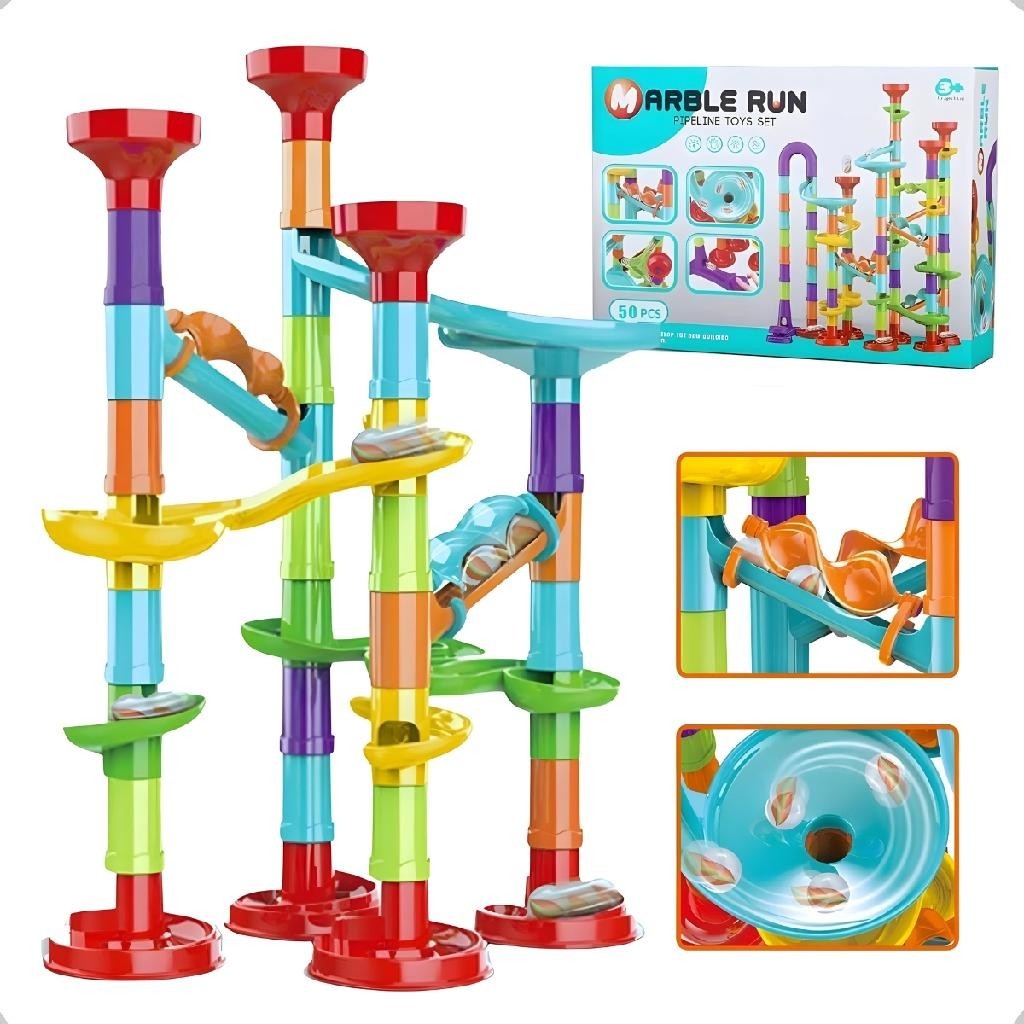 Brinquedo Educativo Pista de Montar Rola Bola 50 Peças Para Construir ...