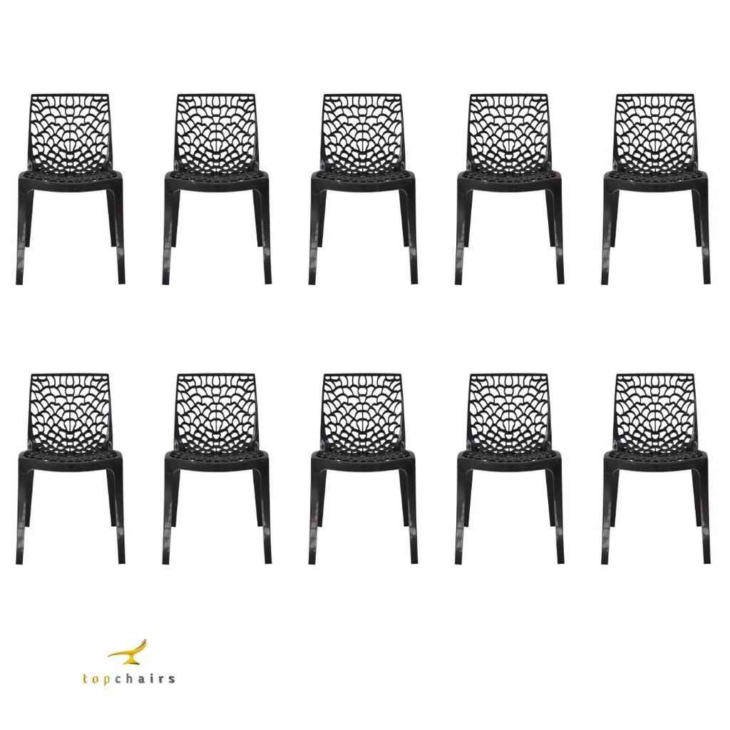 10 Cadeiras Gruvyer Top Chairs Preta Sala Jantar Cozinha Area Gourmet