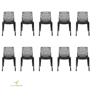 10 Cadeiras Gruvyer Top Chairs Preta Sala Jantar Cozinha Area Gourmet