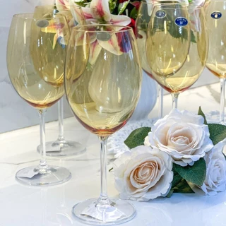Jogo de 6 Taças de Vinho de Cristal Titanium Bohemia 580ML -Âmbar