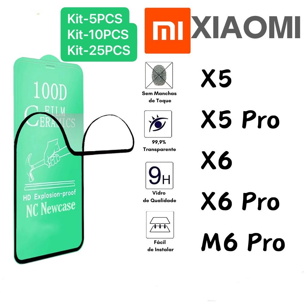 Kit com 5PCS/10PCS/25PCS Película De Cerâmica 3D 9D Para Xiaomi Poco X5/X5Pro/X6/X6 Pro/M6 Pro