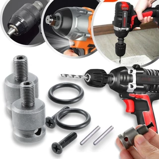 Kit 2 Haste Soquete Adaptador Quadrado 1/2 Pol 13mm Parafusadeira Chave de Impacto pra Mandril Com Anel Rosca Fina 20UNF