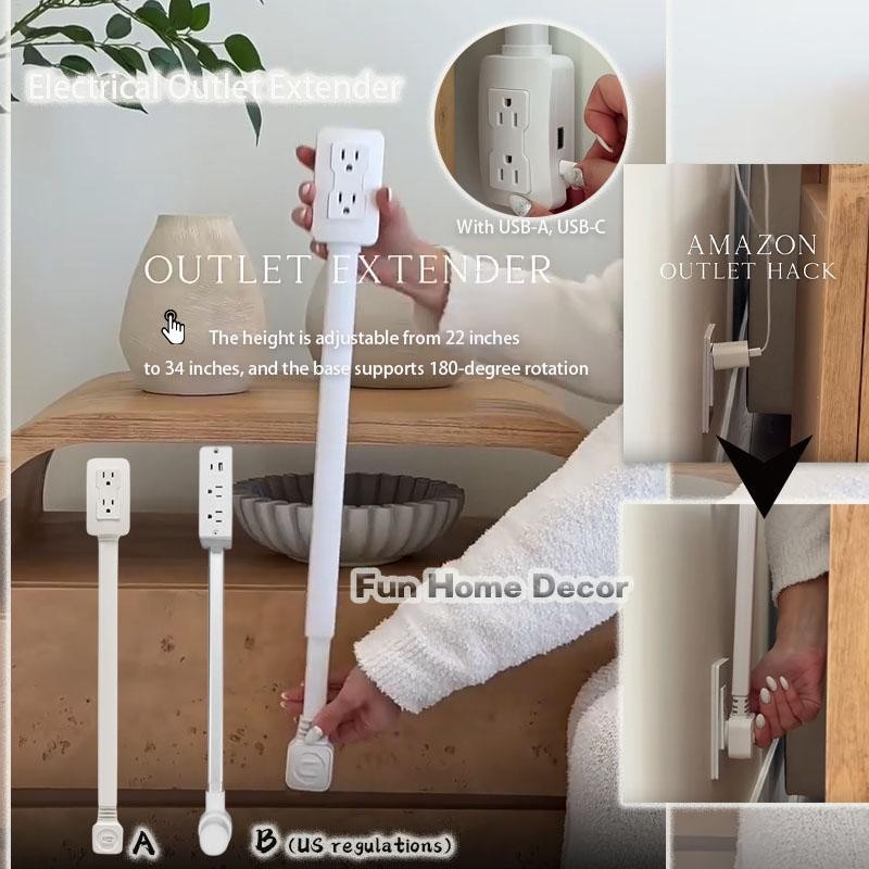 Extensor De Tomada Elétrica , Altura Ajustável , Múltiplas Tomadas , Dispositivo De Carregamento Rotativo cstui3br