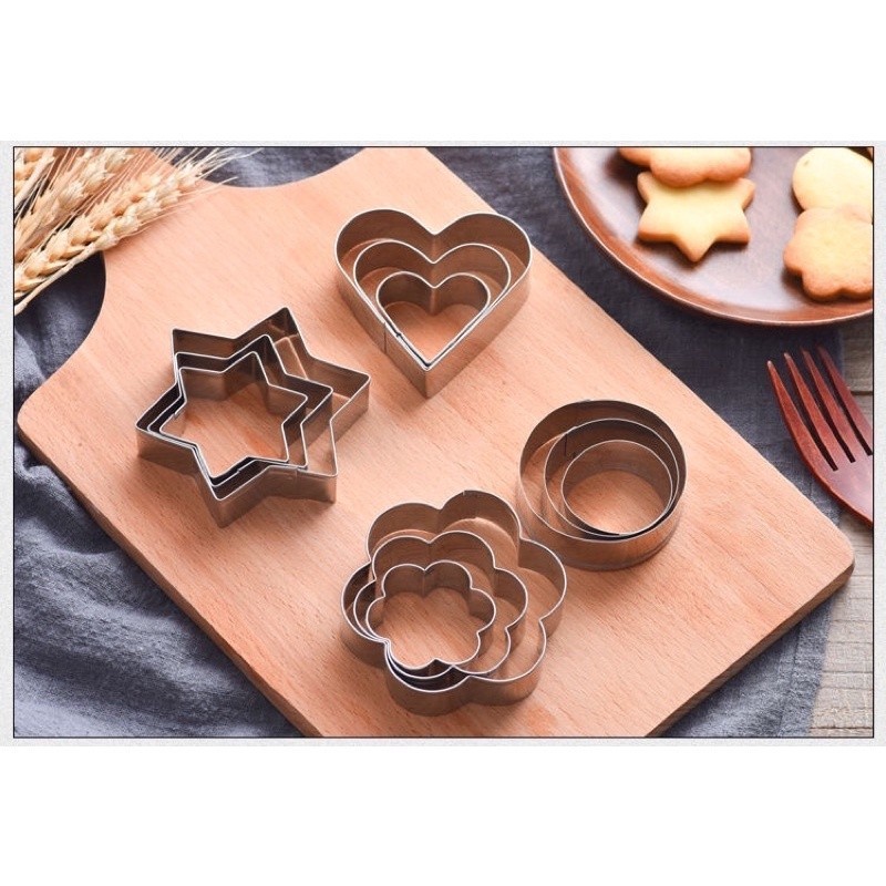 Kit 12 peças Cortador Modelador Forma de Biscoito de aço ino