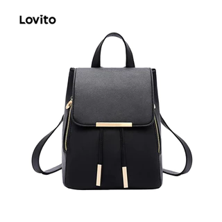 Lovito Mochila Casual simples e elegante com cordão simples e mochila para mulheres LFA71375