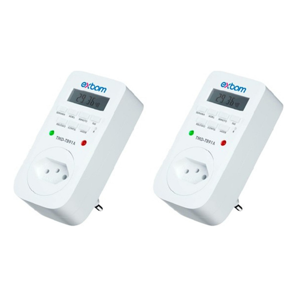 Kit 2 Timer Temporizador Digital Tomada 127v/220v 10a Bivolt ...