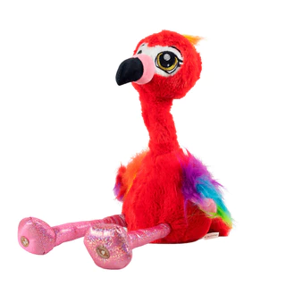 Boneco Flamingo Vermelho Dança Som Luz e Movimento CBY0062 - Castela