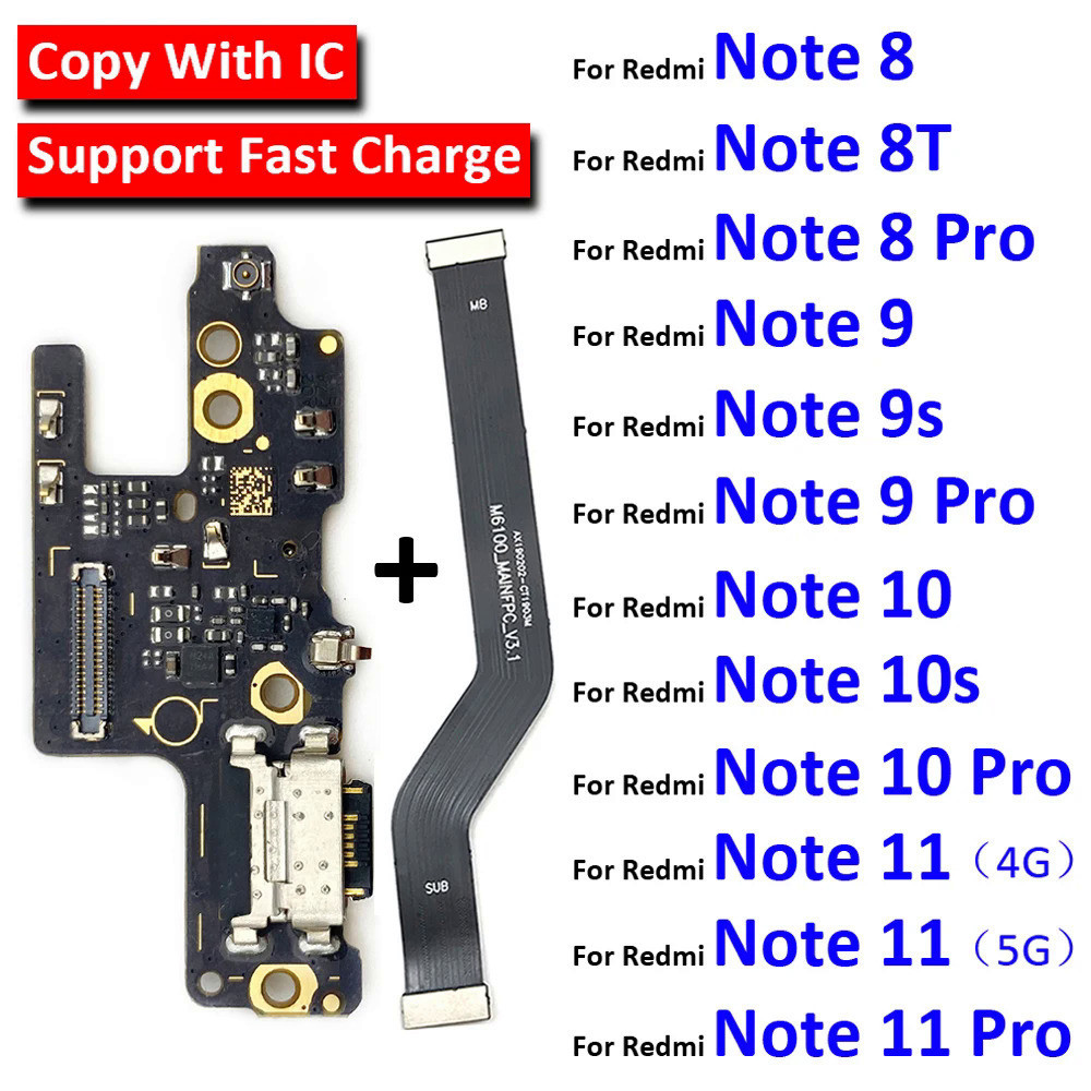 Para Xiaomi Redmi Note 7 8 8T 9 9S 10 10S 11 Pro 4G 5G Dock Connector ...