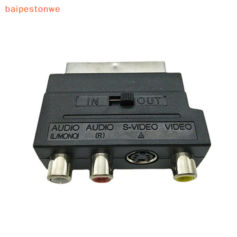 [baipestonwe] 21Pin Scart Adaptador Bloco AV Para 3 RCA Phono Composto S-Vídeo Com Interruptor De Entrada/Saída