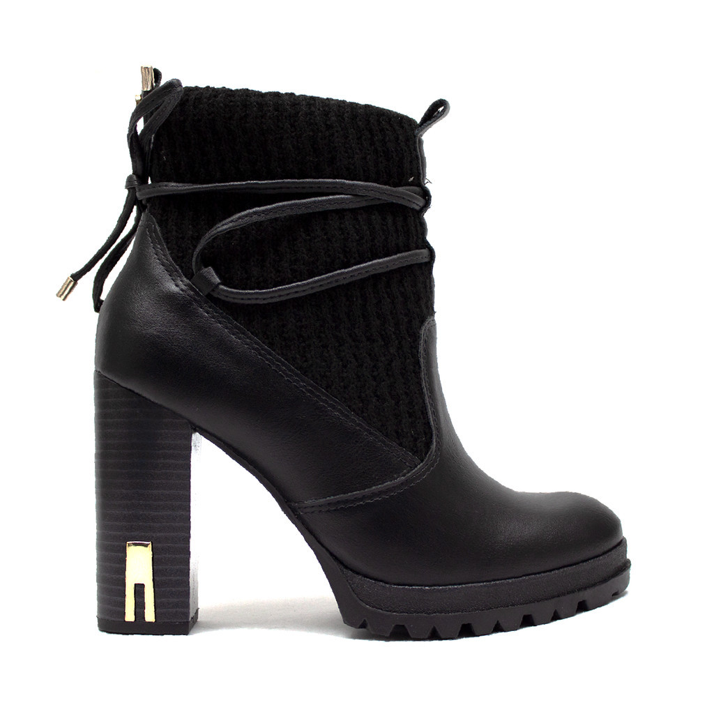 Bota Ramarim Feminina Salto Grosso Amarrar Moda 23-60104 Shopee