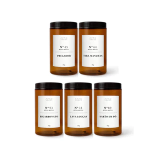 KIT 5 POTES AMBAR 1KG - Lavanderia Personalizada Organização Minimalista Retro Frasco Decorativo