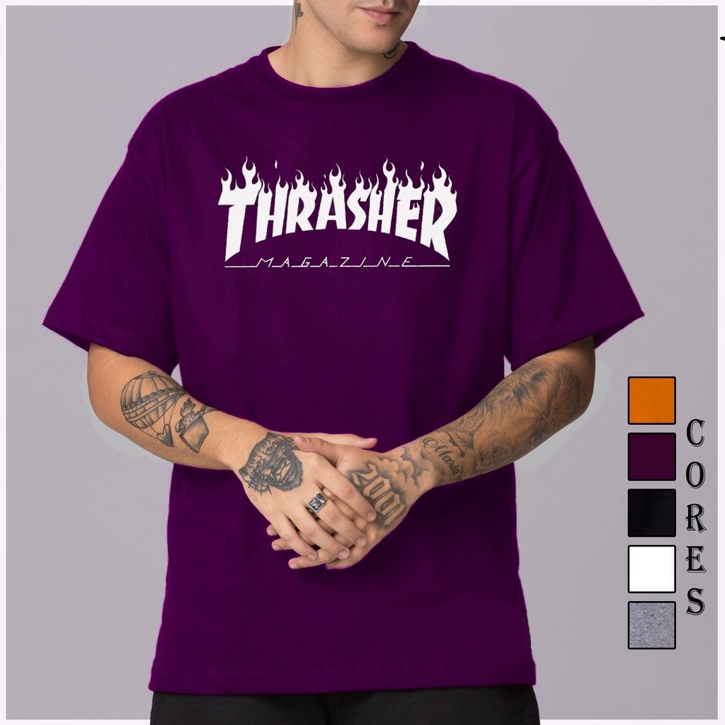 Camiseta Thrasher Magazine Flame 100% algodão 30.1 - Camisa Streetwear Blusão Skate Masculina Feminina