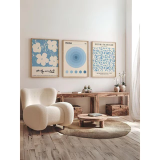Kit 3 Quadros Decorativos Bauhaus Matisse Azul