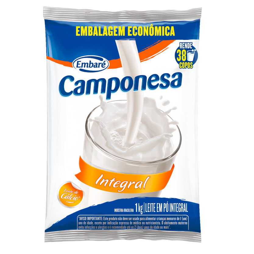Leite em pó integral pacote de 1kg - Camponesa | Shopee Brasil