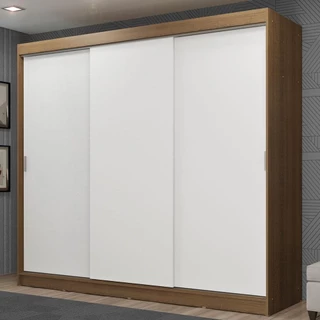 Guarda-Roupa Casal Madesa Kansas 3 Portas de Correr 3 Gavetas em Oferta na Shopee