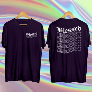 Camisa Premium Masculina Roxo Roxa Blessed Estilo Streetwear Basica 100% Algodao Gospel Fé