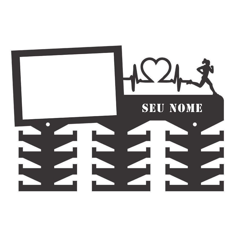 Porta Medalhas Personalizado Corrida Love Run Fem 24 Ganchos