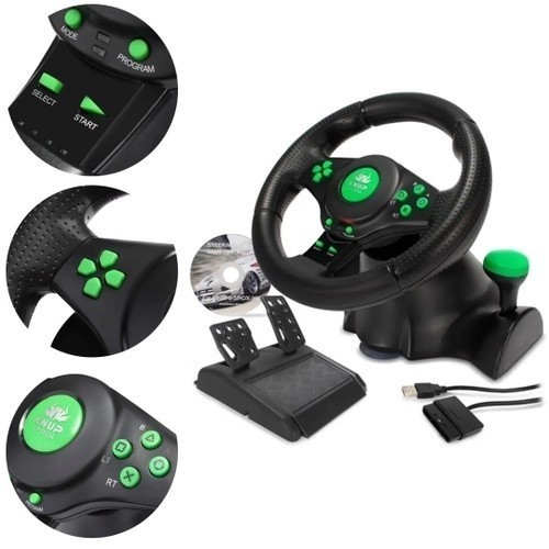 Volante De Vibração Gamer Pro Kp-5815a P/ Xbox360 Pc Ps2 Ps3