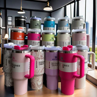 Têmpera De Copos 2.0 Calor 1200ml Tumbler Stanley Com Tampa De Palha Logotipo E Alsa Anti-Leak Mug Bottle Neymar