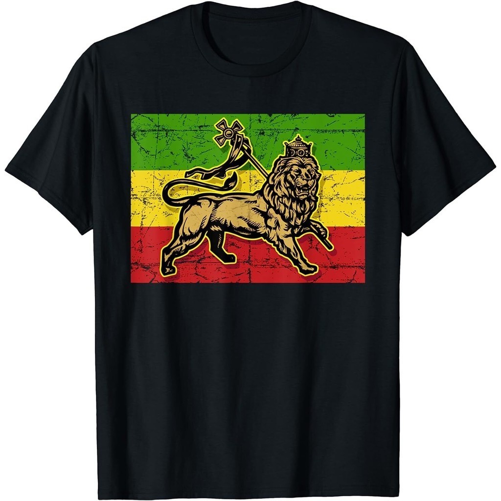 Camiseta Lion Of Judá Rasta Cruz Etíope Reggae Antiga Bandeira Da ...