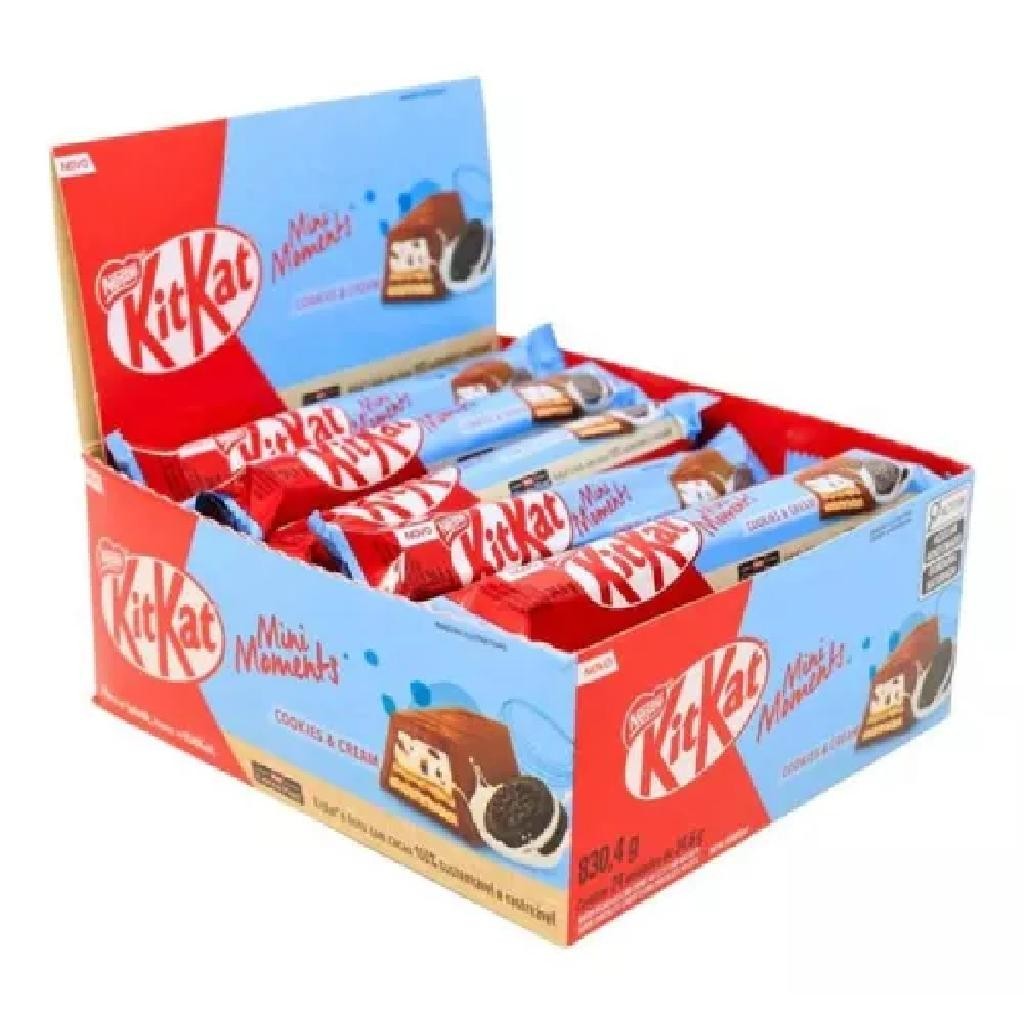 CHOCOLATE KIT KAT MINI MOMENTS COOKIES CREAM NESTLE 24 UN | Shopee Brasil