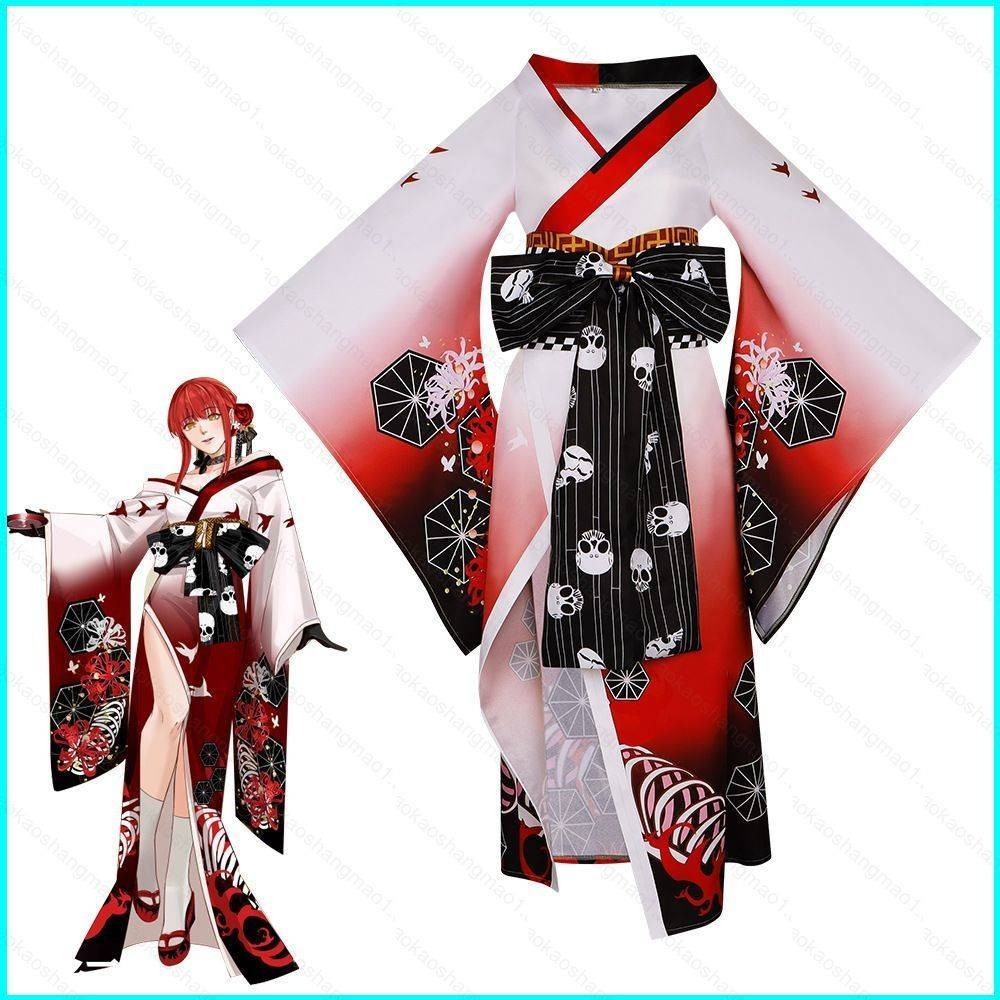 QW Chainsaw Man Makima kimono Pano De cosplay Fantasia De Festa De  Halloween | Shopee Brasil