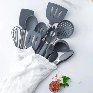 Kit C/12 ou 7 Peças Utensílios De Cozinha Colheres Espátula Silicone
