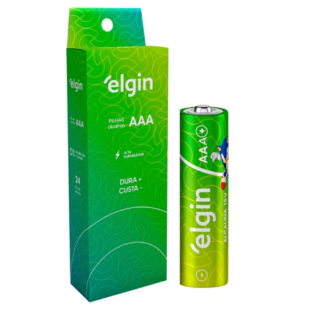 24 Pilhas Elgin Alcalina AA Comum ou AAA Palito Tu ...