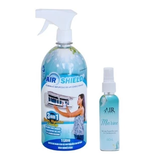 KIT Higienizador Bactericida Ar Condicionado Air Shield Spray 1 Litro + Aromatizador