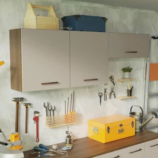 Kit com 2 Armários Aéreos Multiuso 3 Portas Rustic/Crema Agata Madesa em Oferta na Shopee