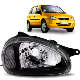 Farol Corsa Moldura Preta Carcaça Preta 2001 2002 03 a 2010
