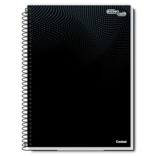 Caderno 1/4 Espiral Capa Dura Essenciale Preto 200 Folhas