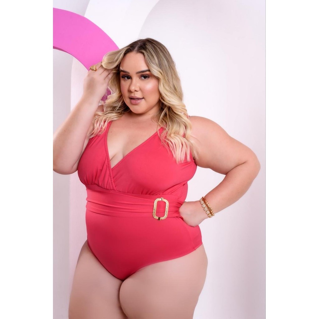 Body Maiô Plus Size Fivela Laço Costa