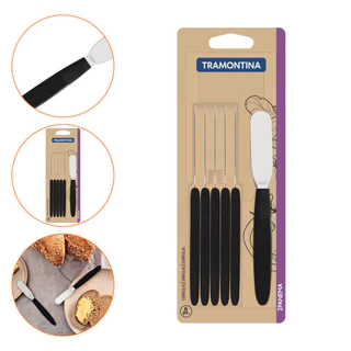 Espátulas Manteiga Tramontina Ipanema 6P Aço Inox Preto
