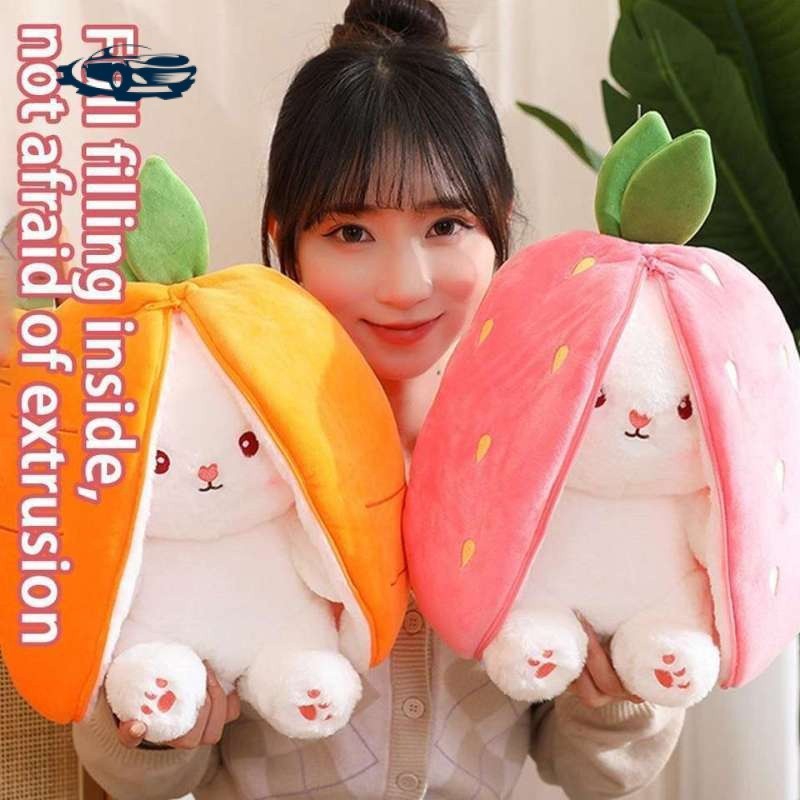 2024 Peluches 25/29/35cm 2 Em 1 Morango/Cenoura Coelho Pelúcia Coelhinho Bonito Ajuda a Dormir