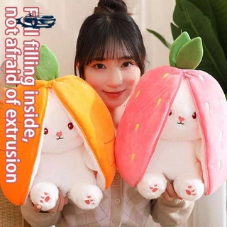 2024 Peluches 25/29/35cm 2 Em 1 Morango/Cenoura Coelho Pelúcia Coelhinho Bonito Ajuda a Dormir