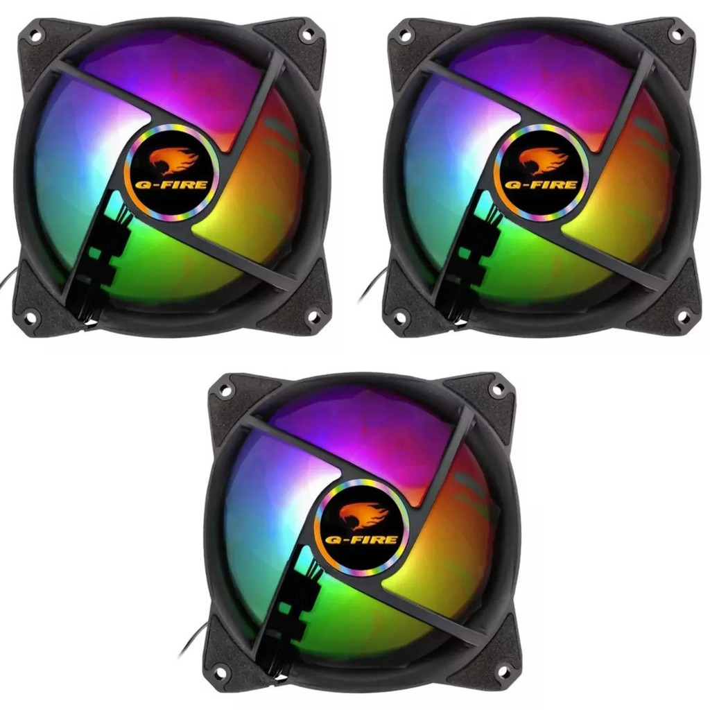Kit 3 Fan Gamer Led Multicolor Rgb 120mm | Shopee Brasil
