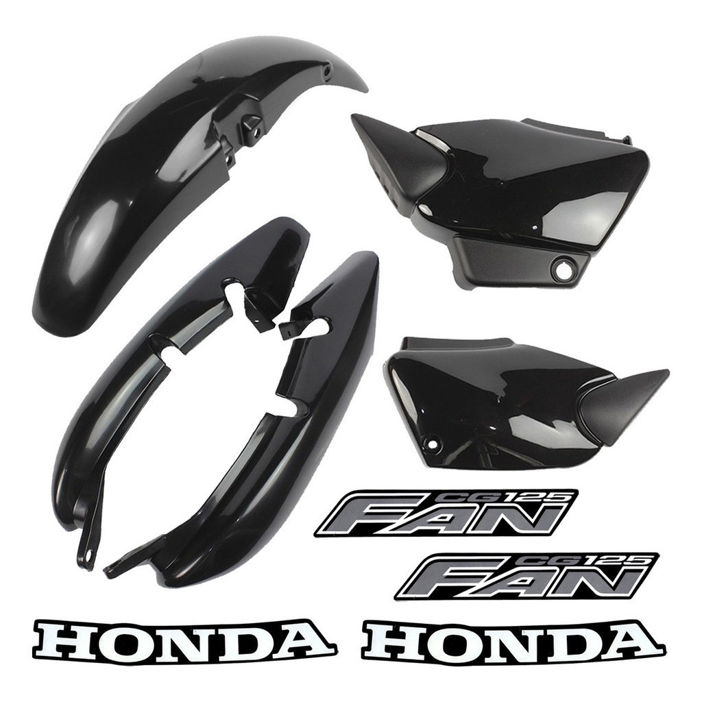Kit Carenagem Fan 125 Preto Injetado 2008 com Adesivos | Shopee Brasil