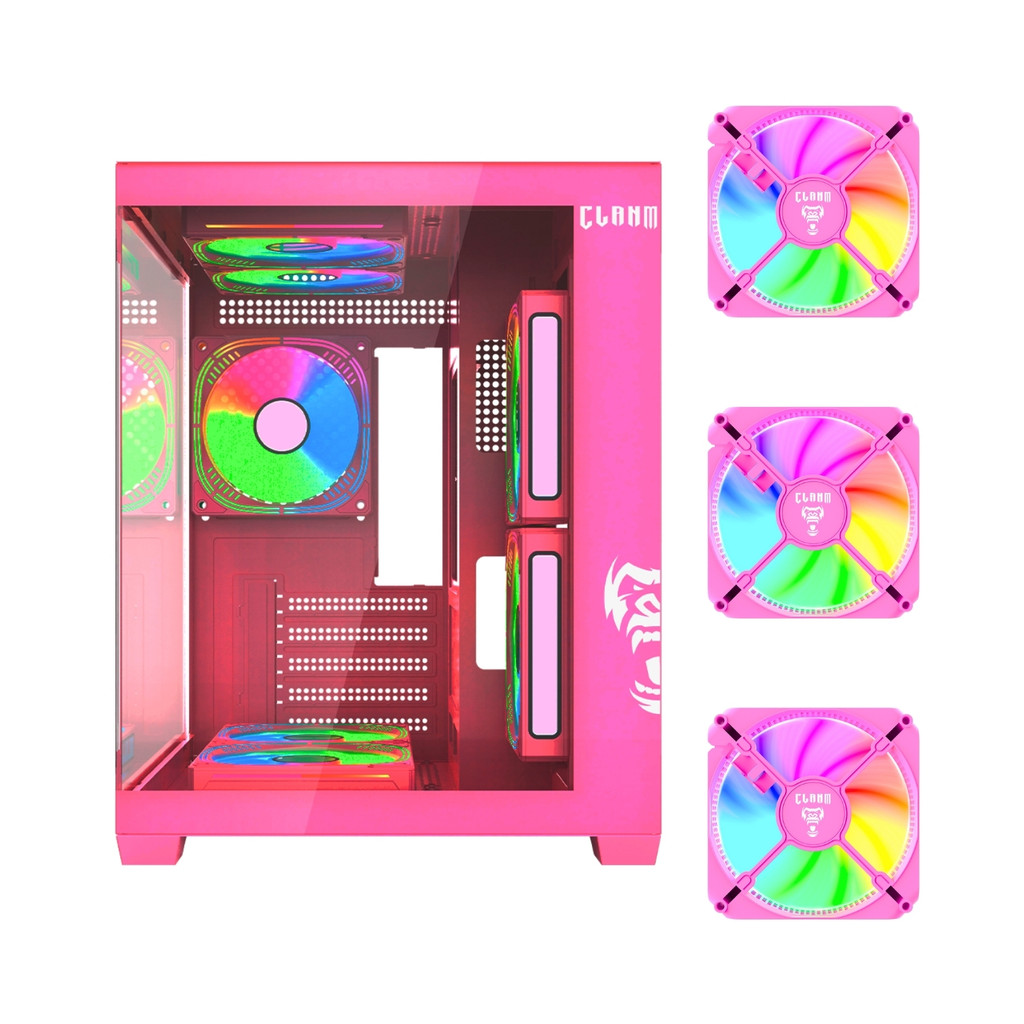 Gabinete Gamer, Clanm Candy, Micro-ATX/ITX, Com 3 Fans, Rosa