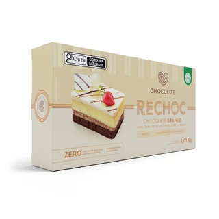 Barra de Chocolate Branco Rechoc Zero Açúcar 1kg Chocolife