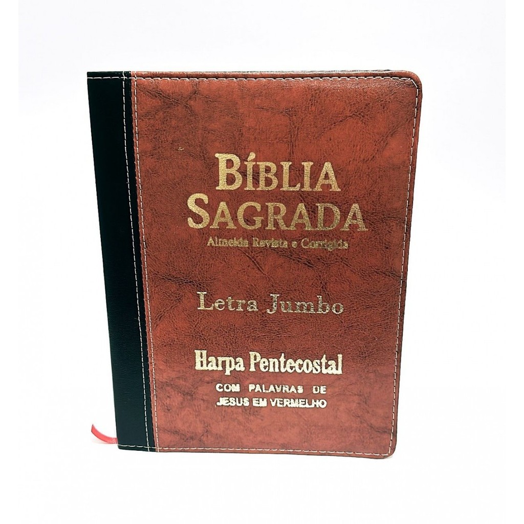 BÍBLIA SAGRADA LETRA JUMBO (LUXO) PRETA COM MARROM | Shopee Brasil