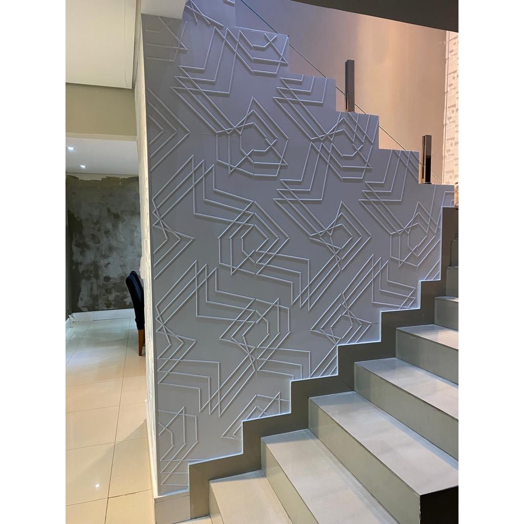 12 Placas 3d Modelo Revestimento Durável Casa Sala 50 X 50cm Painel Fita 3M Cola PU Moderno Realista