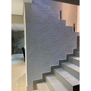 12 Placas 3d Modelo Revestimento Durável Casa Sala 50 X 50cm Painel Fita 3M Cola PU Moderno Realista
